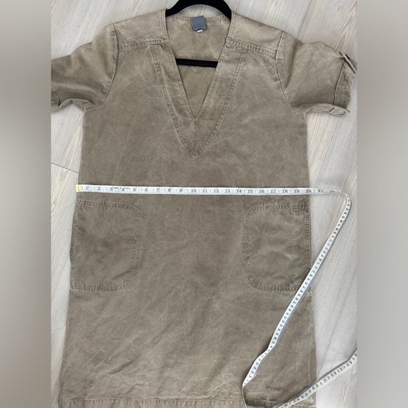 Anne Willi Paris Khaki Color V Neck Shift Silhouette Dress Size 2 - Picture 13 of 15